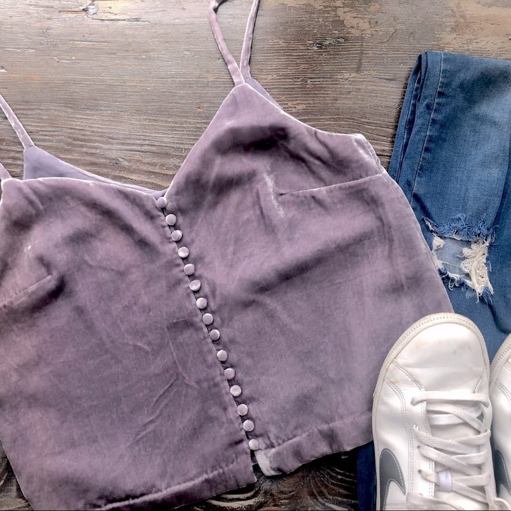 Madewell- Velvet Cami - Size 4. Excellent condition! Sheer lining, xtra button!